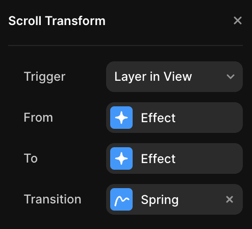 Framer UI for Scroll Transform